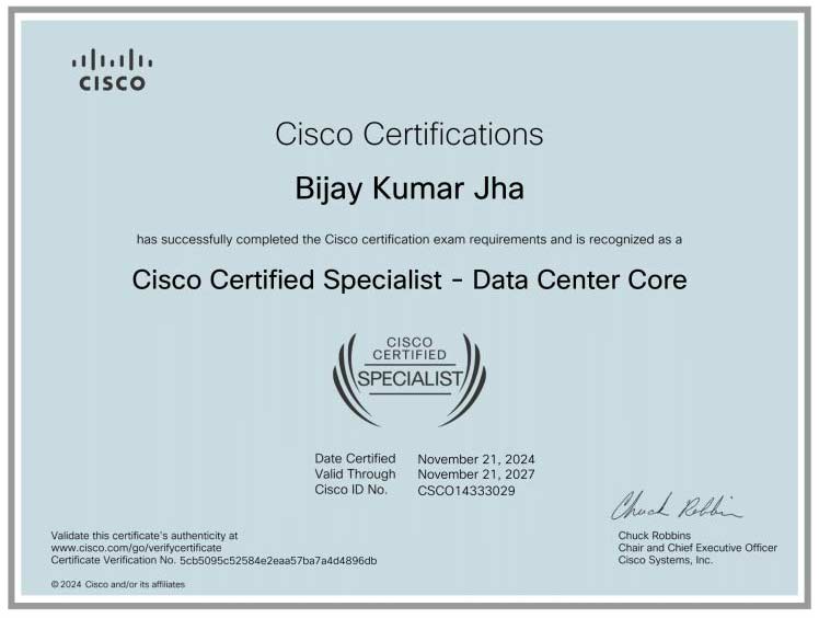 Cisco DCCOR 350-601 Certification Badge - Data Center Core Technologies Exam Passed