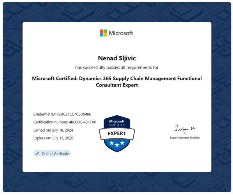 Microsoft Dynamics 365 Supply Chain Management Certification – Guaranteed Pass
