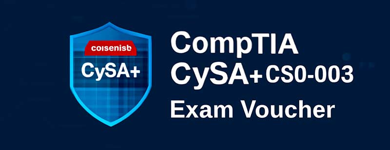 CompTIA CySA+ Exam Voucher CS0-003 promotional landscape banner with cybersecurity icons and www.Certget.com branding