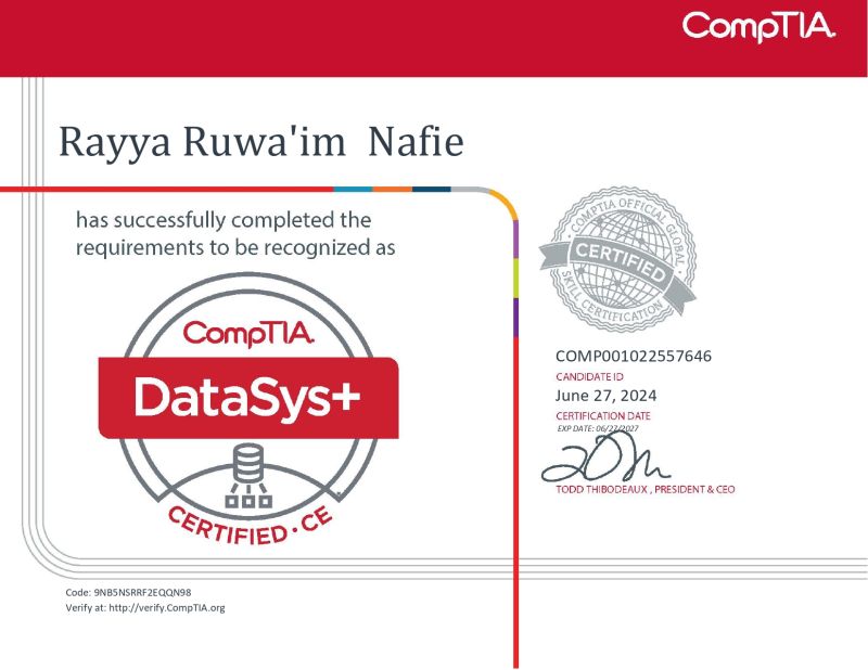 CompTIA DataSys+ DS0-001 Certification Badge – Validate Your Data Systems Expertise