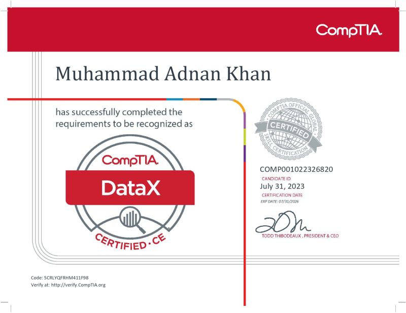 CompTIA DataX DY0-001 Certification Badge - Validate Your Data Management Skills