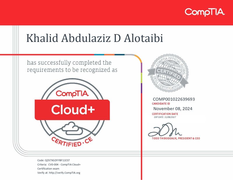 CompTIA Cloud+ CV0-004 Certification Badge – Validate Your Cloud Skills