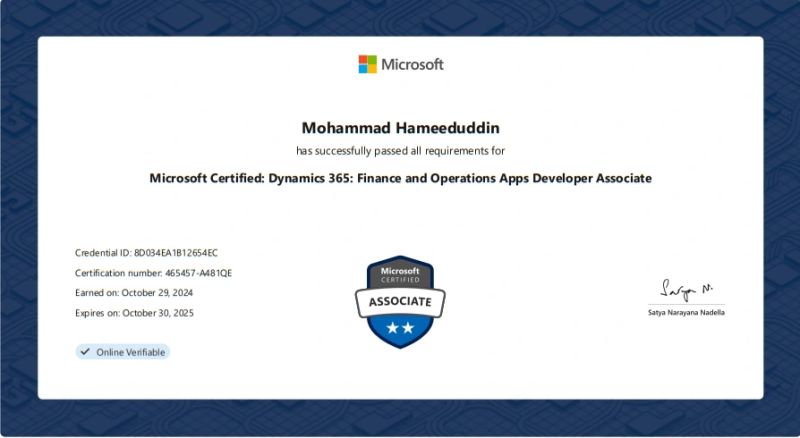 Microsoft Dynamics 365 MB-500 Certification - Guaranteed Pass with Certget - Official Exam Certificate Image