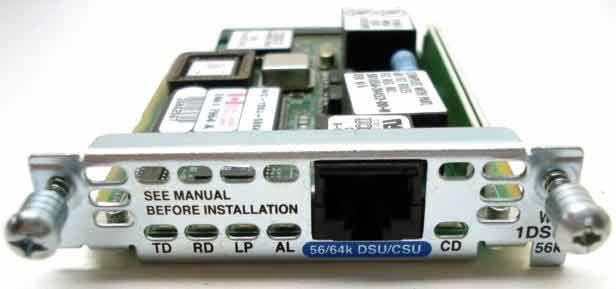 Cisco 56/64k DSU/CSU WIC module with RJ-48 port and TD, RD, LP, AL, CD status LEDs