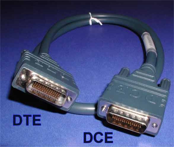 Back-to-back serial cable with DTE and DCE connectors for connecting two Cisco routers